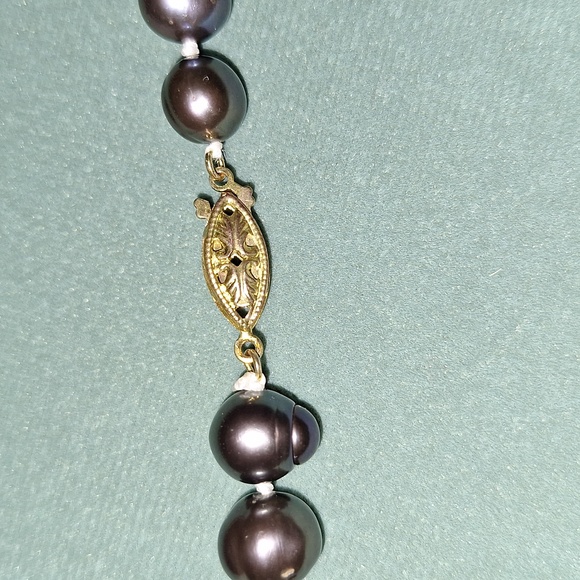 🦪 Stunning vintage black pearl knotted necklace. 18" freshwater dyed. - Picture 7 of 17